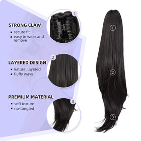 ShulaSHOP ponytail clip attachment step demonstrates quick styling.