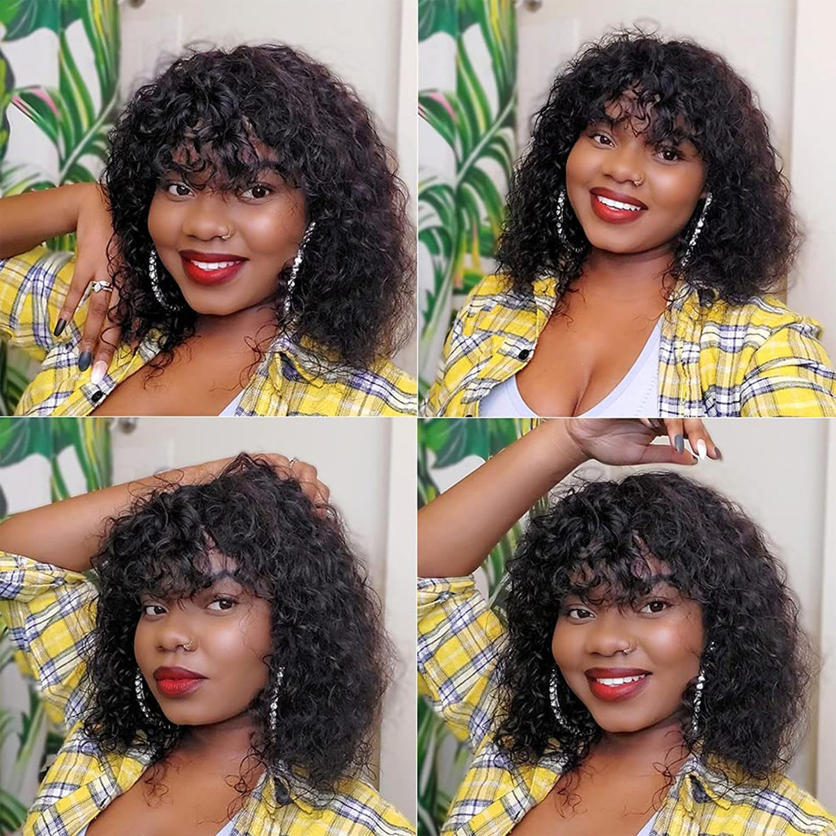 SHUNHUIXC natural black virgin hair wig offers versatile styling options.