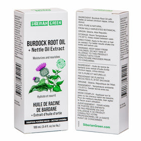 Siberian Green Burdock and Nettle Oil blend supports hair vitality.