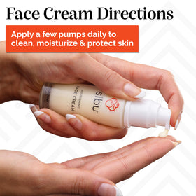 Application demo showing quick absorption on skin with Sibu cream
