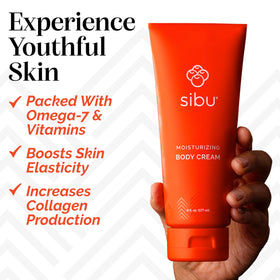 Sibu Body Cream hand application demonstrates quick absorption without heavy residue.