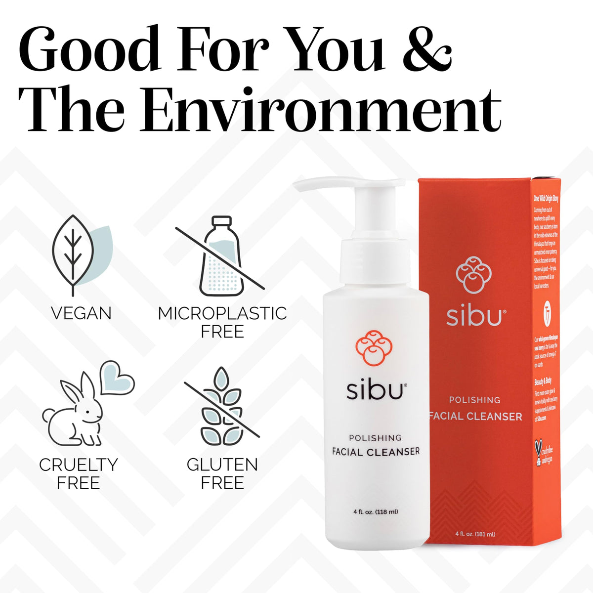 Sibu cleanser on bathroom counter with water droplets for morning cleanse.
