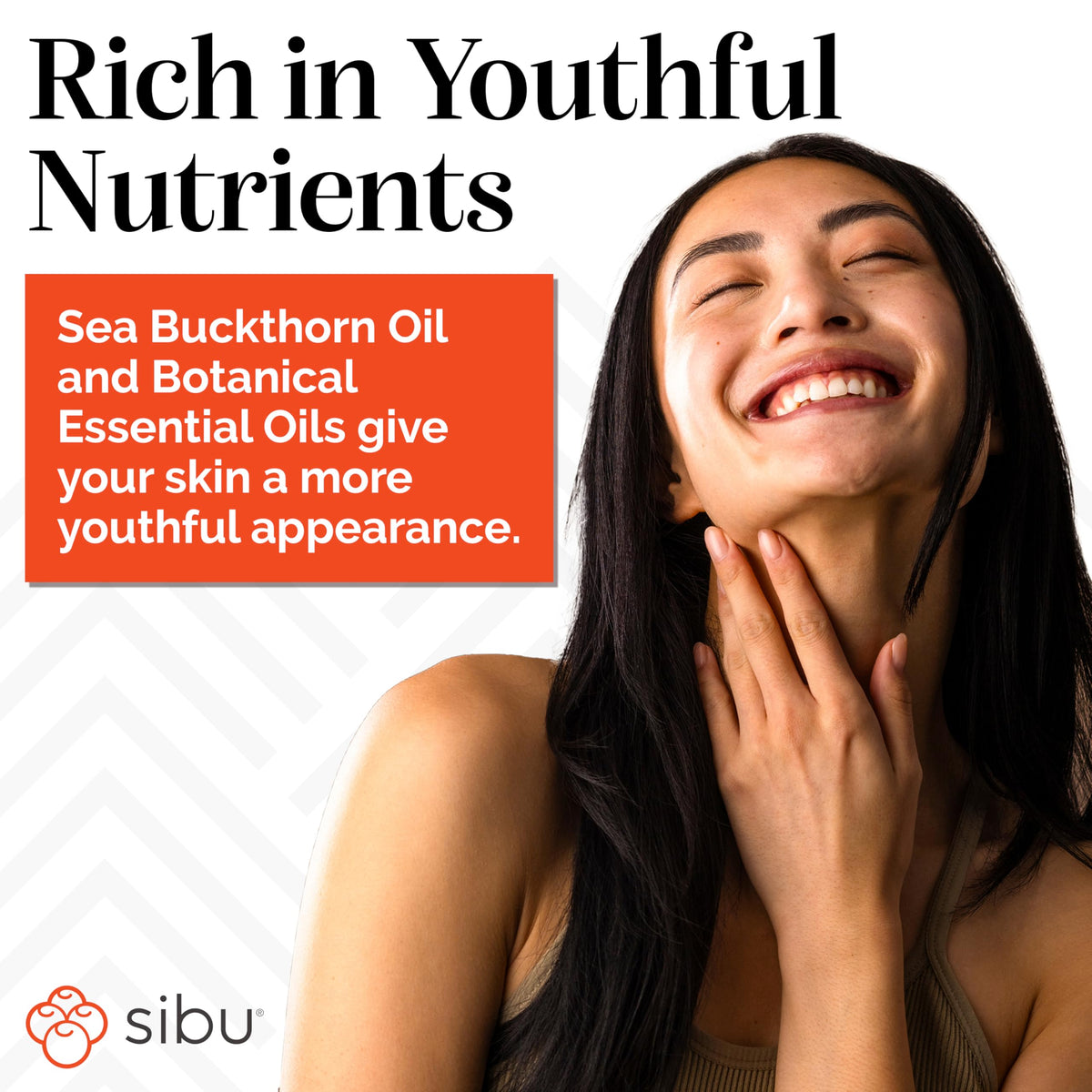 Sibu cleanser ingredients panel highlighting natural botanicals and oils.
