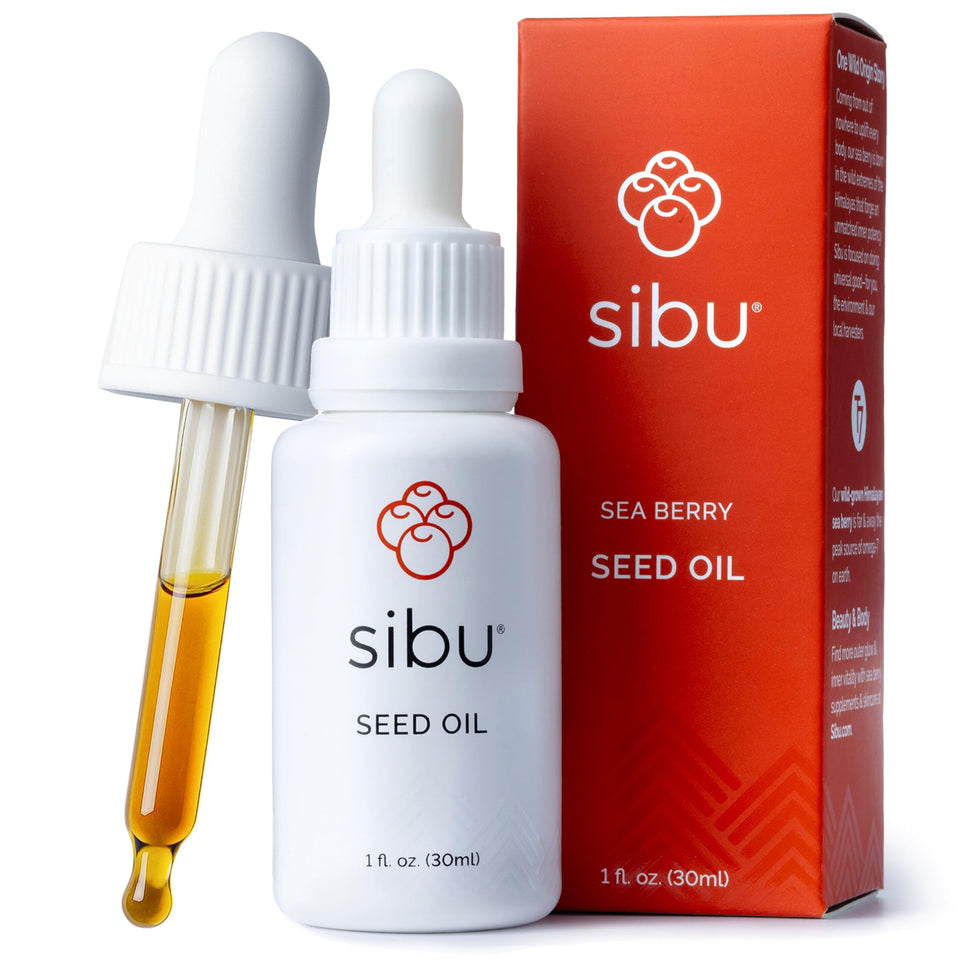 Sibu Himalayan Sea Buckthorn Seed Oil bottle for premium organic skincare