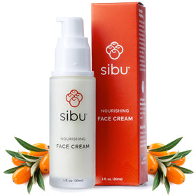 Sibu Sea Buckthorn Nourishing Face Cream tube showing smooth, fast-absorbing texture for sensitive skin