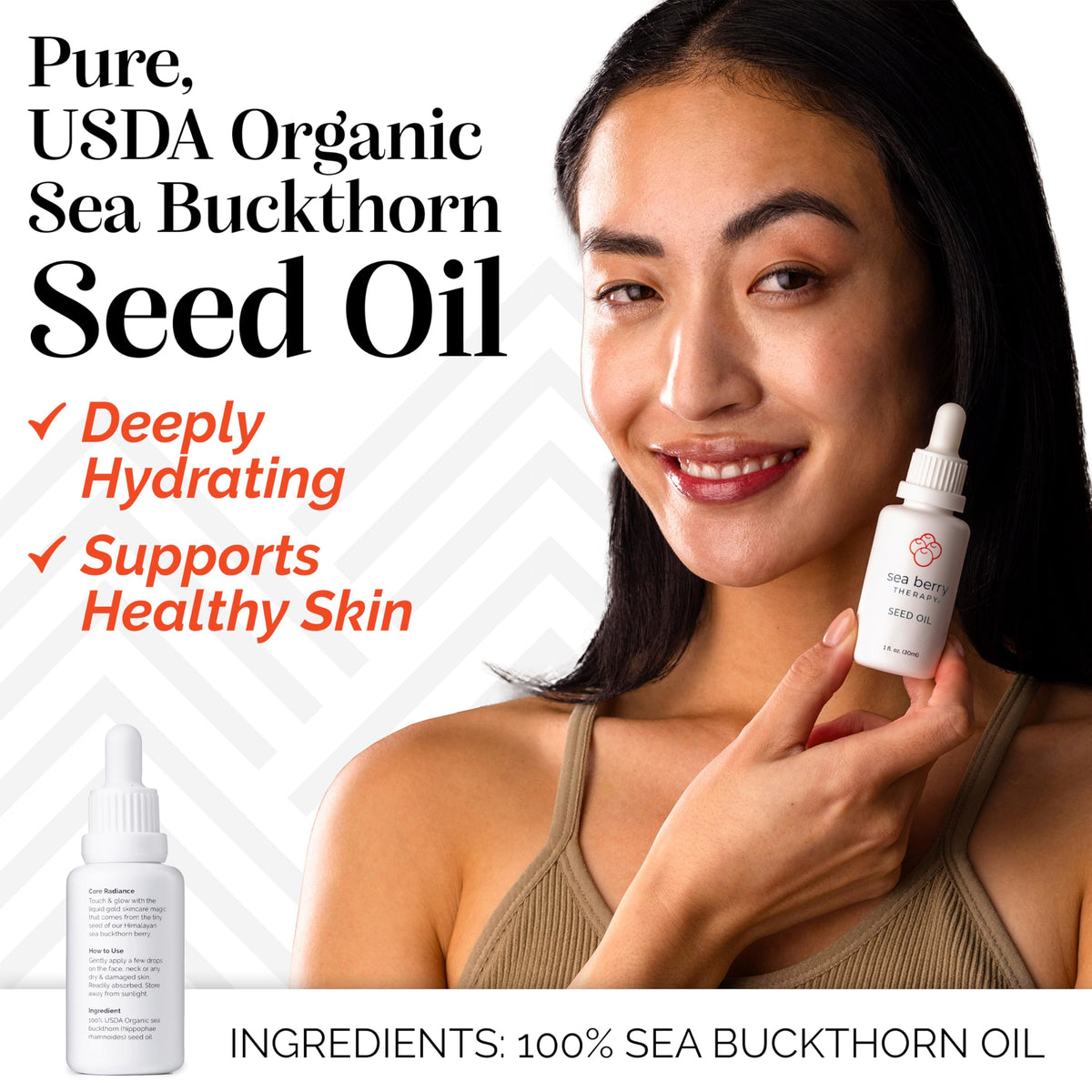 Sibu Sea Buckthorn Seed Oil drops application for sensitive skin