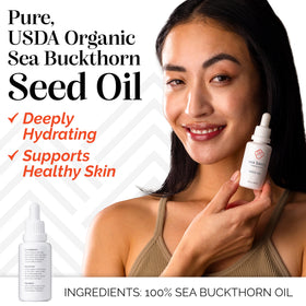 Sibu Sea Buckthorn Seed Oil drops application for sensitive skin