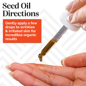 Sibu Sea Buckthorn Seed Oil label closeup shows organic certification