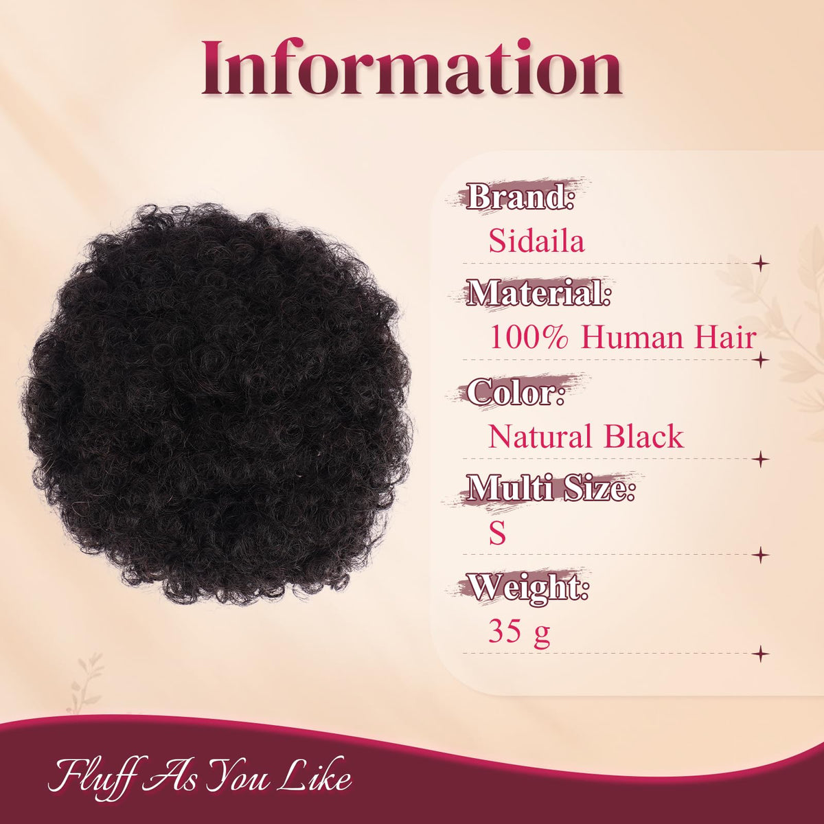 Sidaila 100% human hair afro puff blends with natural hair for a seamless look.