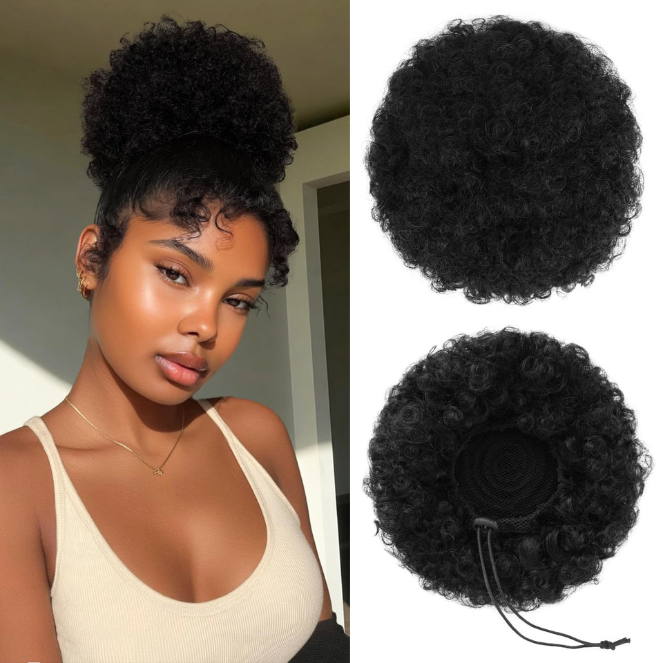 Sidaila afro puff drawstring ponytail attachment for secure, quick protective styling.