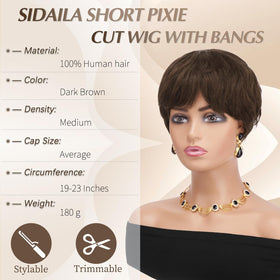 Sidaila pixie-cut wig side profile showing layered texture for easy styling