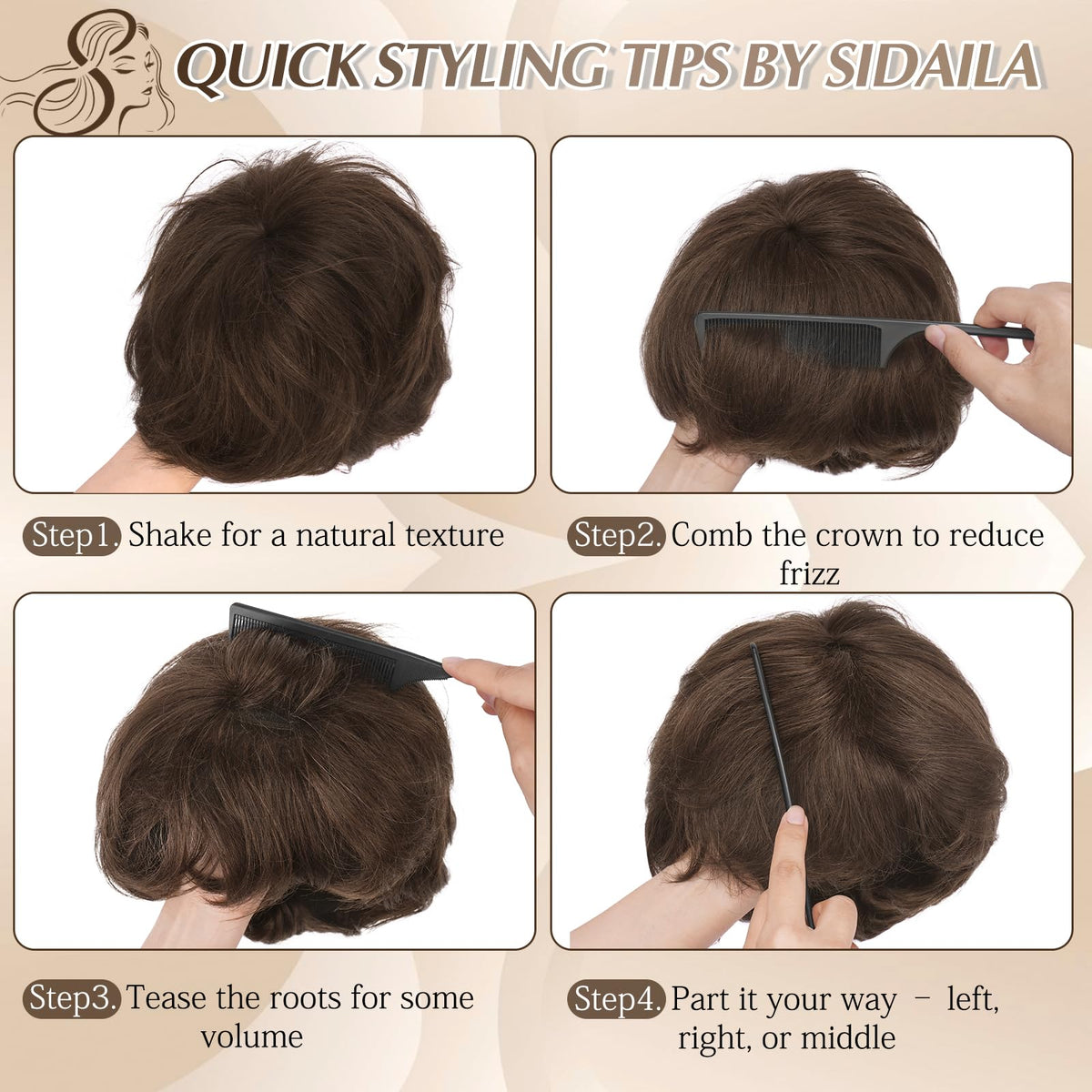 Sidaila pixie-cut wig with textured layering supports versatile looks