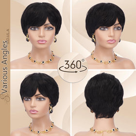 Sidaila Pixie Cut Wig glueless-fit with adjustable straps ensures comfortable all-day wear.