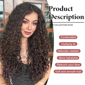 Siddiuop curly wig hand-sewn hairline for seamless scalp integration