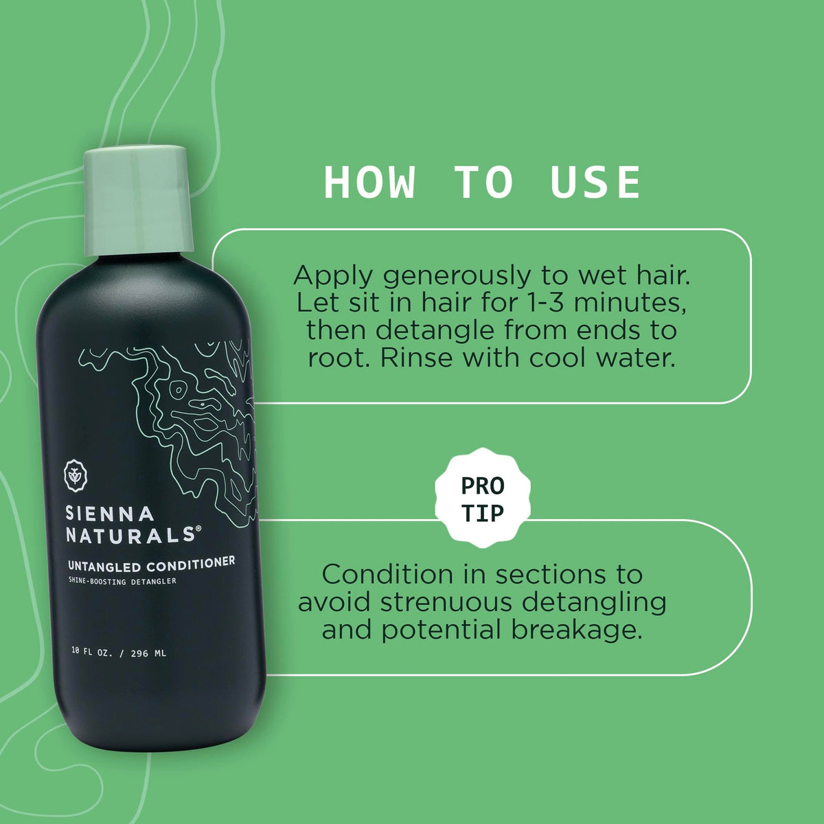 Sienna Naturals Untangled Conditioner dispenser pump enables easy, mess-free detangling