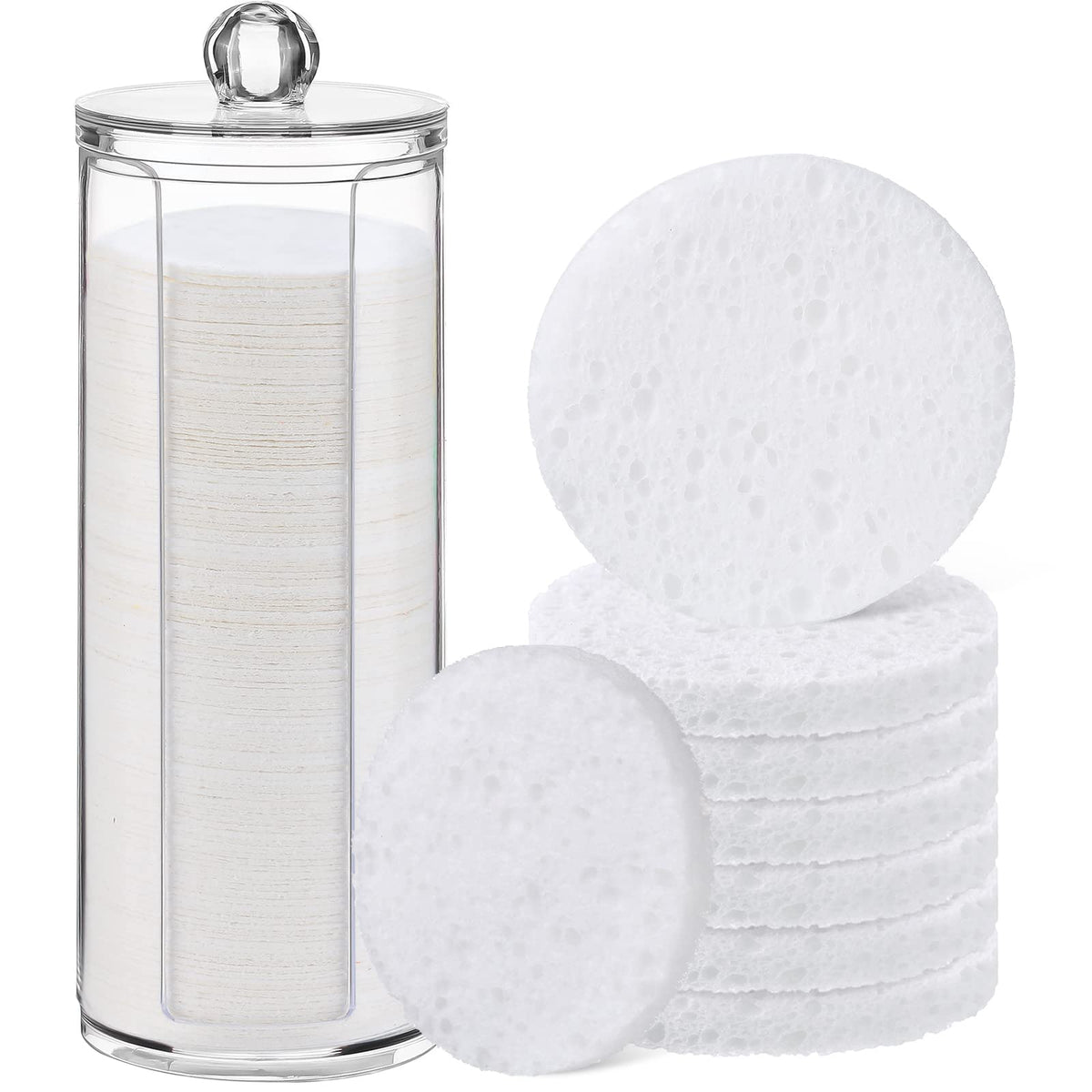 Sieral 120pcs compressed facial sponges with container for convenient daily cleansing.
