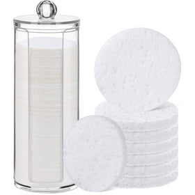 Sieral 120pcs compressed facial sponges with container for convenient daily cleansing.