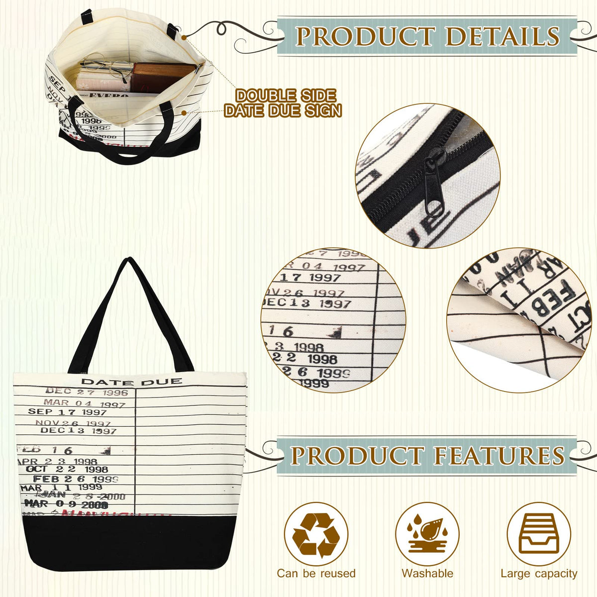 Sieral canvas tote with ample space for books, lunches, or gadgets.