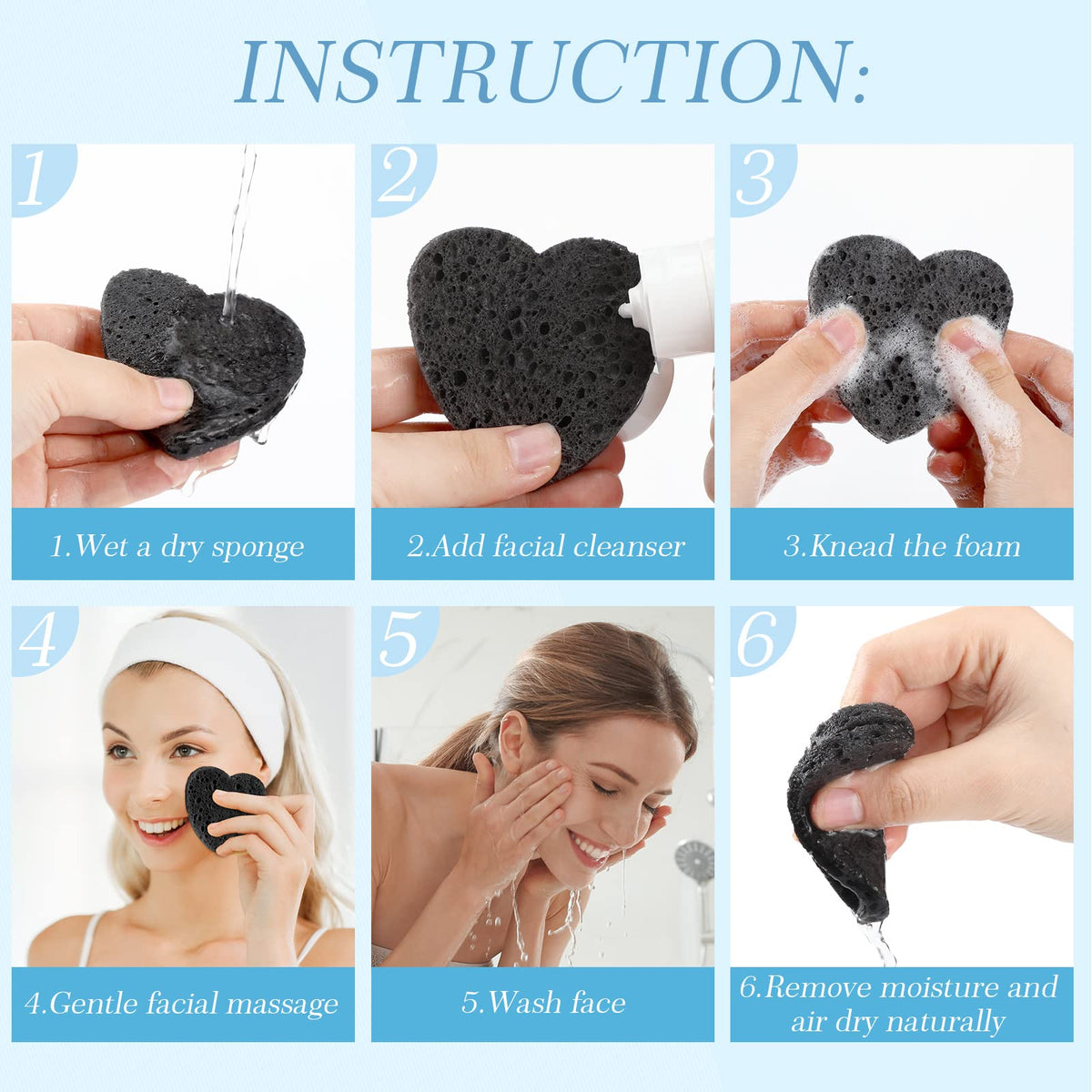 Sieral disposable facial sponges for hygienic, convenient use.