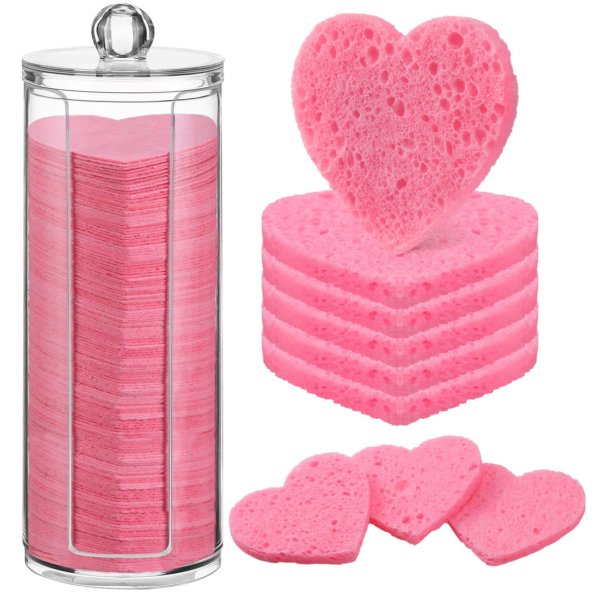 Sieral heart-shaped compressed sponge with container for gentle cleansing and makeup removal at home