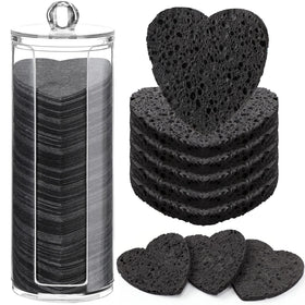 Sieral heart-shaped compressed sponges for gentle facial cleansing.
