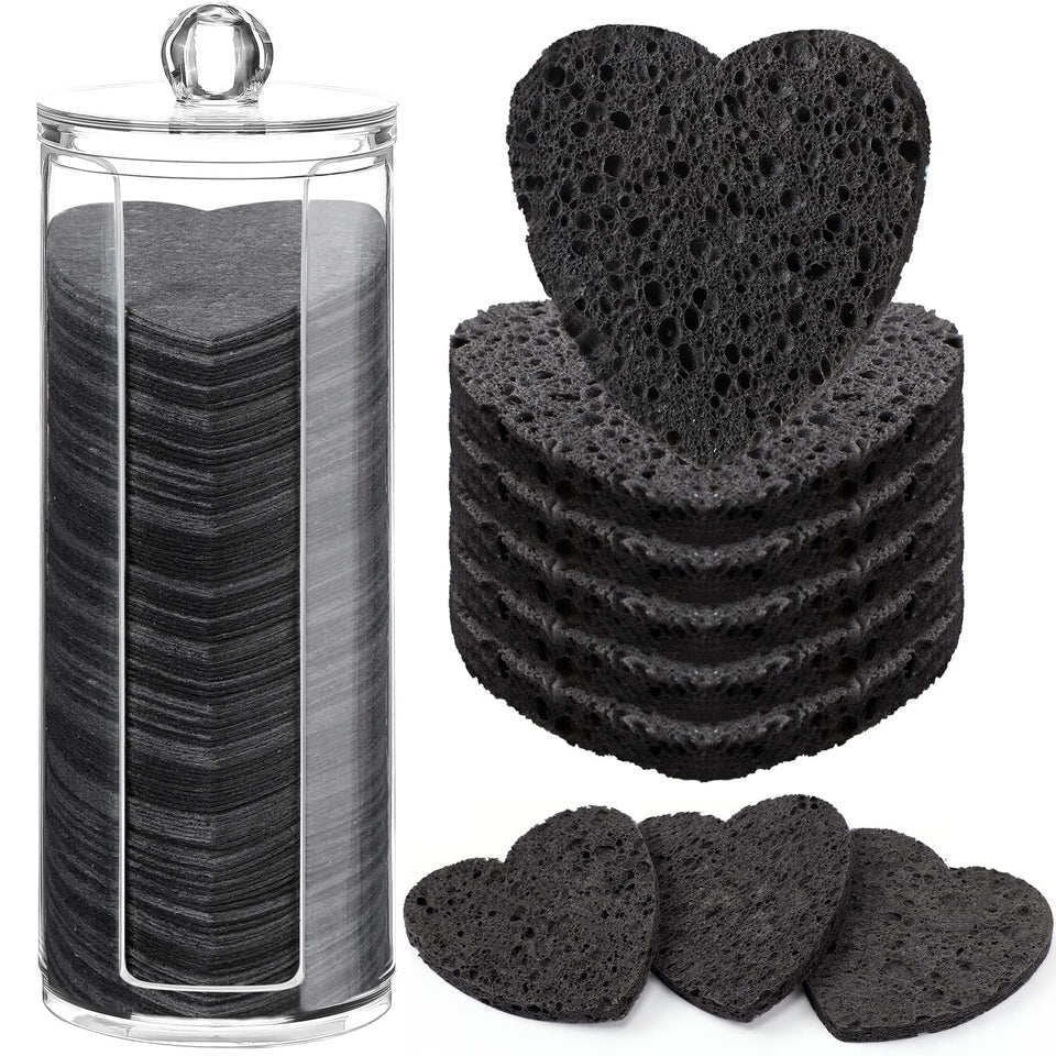 Sieral heart-shaped compressed sponges for gentle facial cleansing.