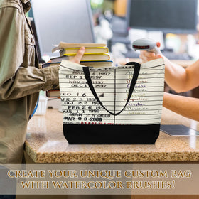 Sieral library cosmetic bag with retro date stamps for organized small items.