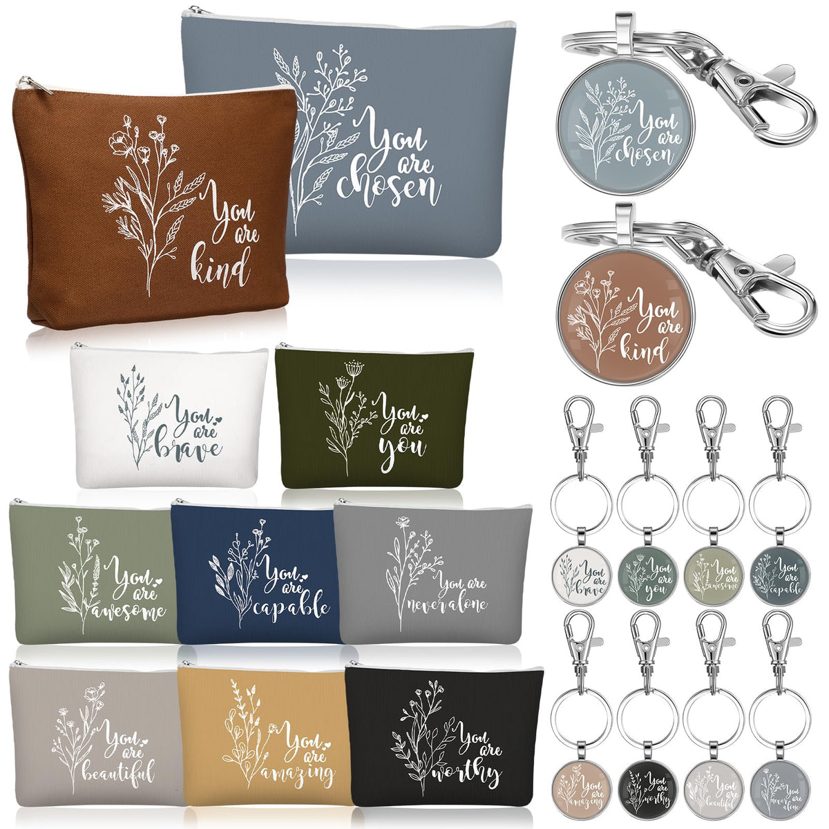 Sieral canvas makeup bag set in Morandi tones for daily organization.