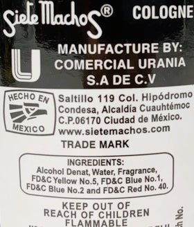 Siete Machos URANIA original Cologne cap close-up with premium packaging