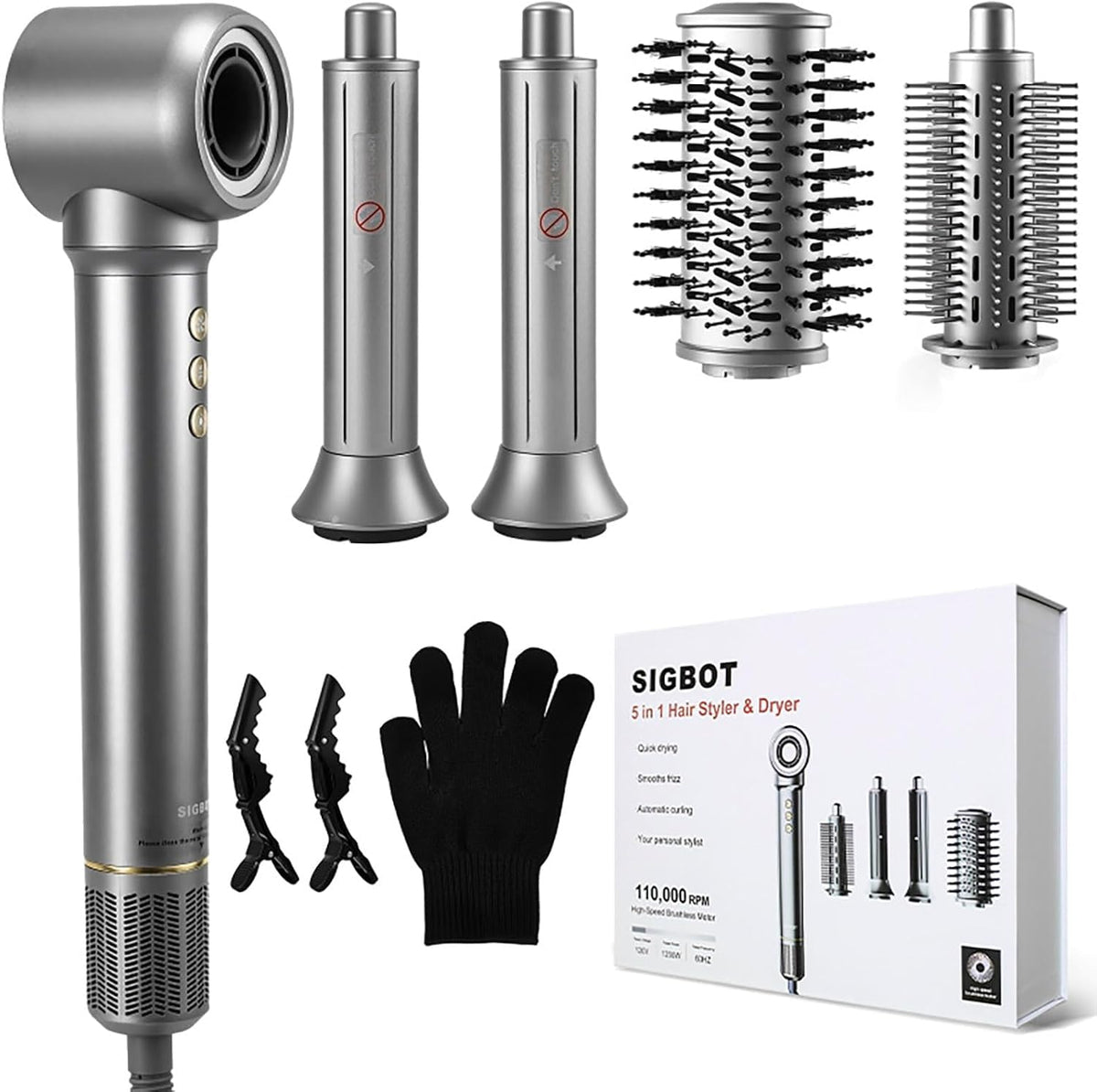 SIGBOT 5-in-1 hair dryer brush set main styler for quick, versatile at-home styling.
