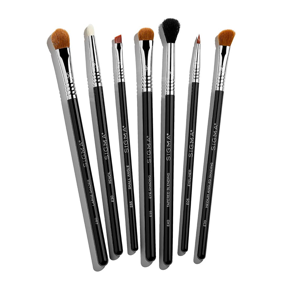 Sigma Beauty Basic Eye Brush Set with seven brushes for versatile eye looks.