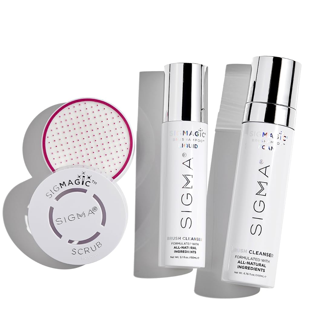 Sigma Beauty Brush Cleanser Trio bottle enables easy brush cleaning and fast rinsing.