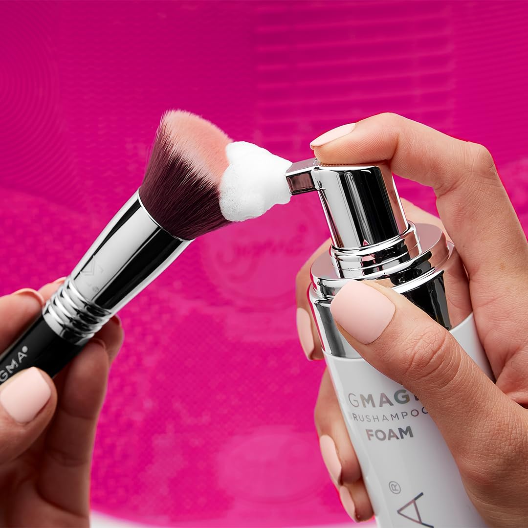 Sigma Beauty brush cleaner trio in action demonstrates residue removal.