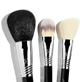 Sigma Beauty CK001 black brush-set handle detail shows metal plating and durability.