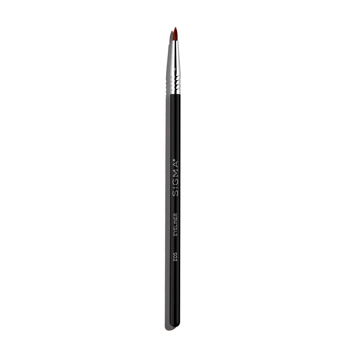 Sigma Beauty E05 eye liner brush close-up showing angled tip for precise lash-line application