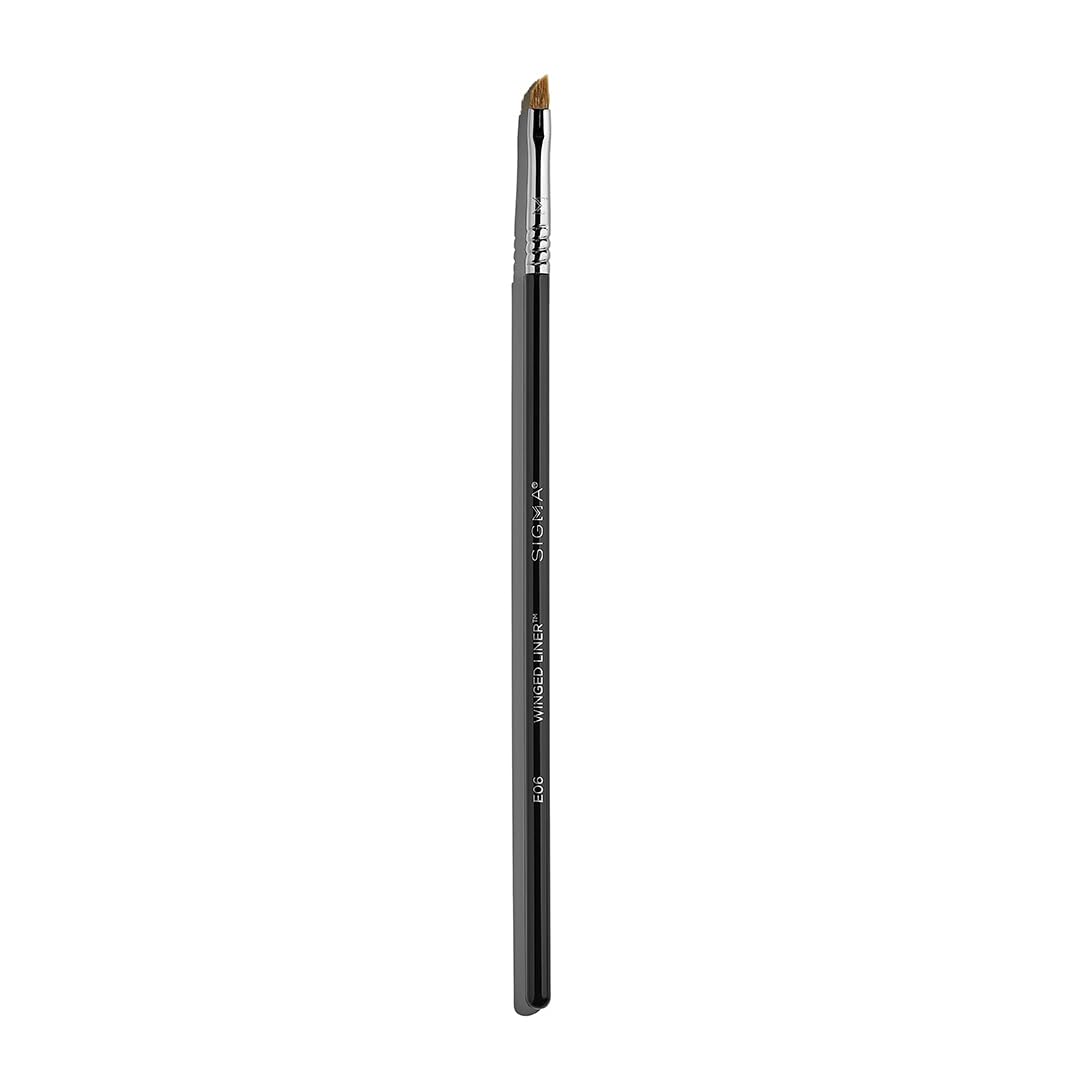 Sigma Beauty E06 Winged Liner brush close-up for precise winged eyeliner.