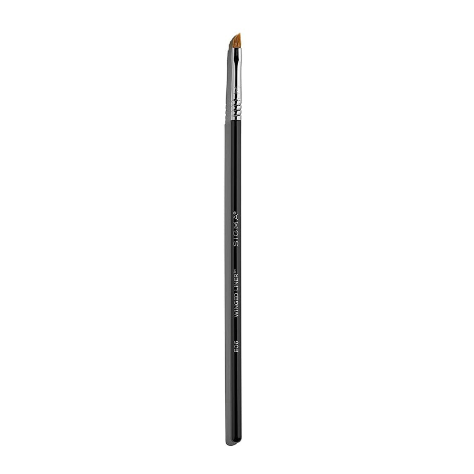Sigma Beauty E06 Winged Liner brush close-up for precise winged eyeliner.