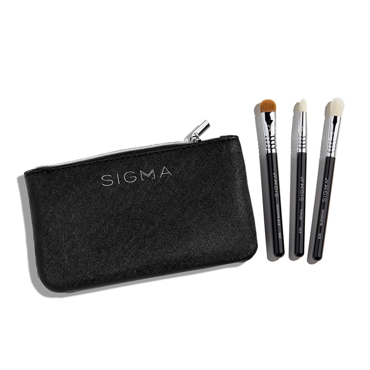 Sigma Beauty Glam N Glow mini brush set with rose gold pouch for precise eye makeup