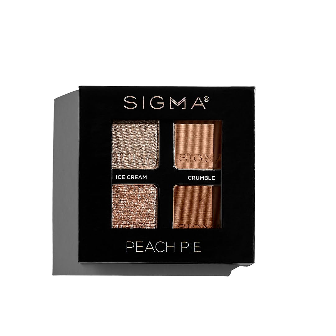Sigma Beauty Peach Pie Eyeshadow Quad includes four shades for a complete eye look.
