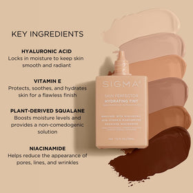 Finished dewy look with Sigma Beauty Skin Perfector Hydrating Tint