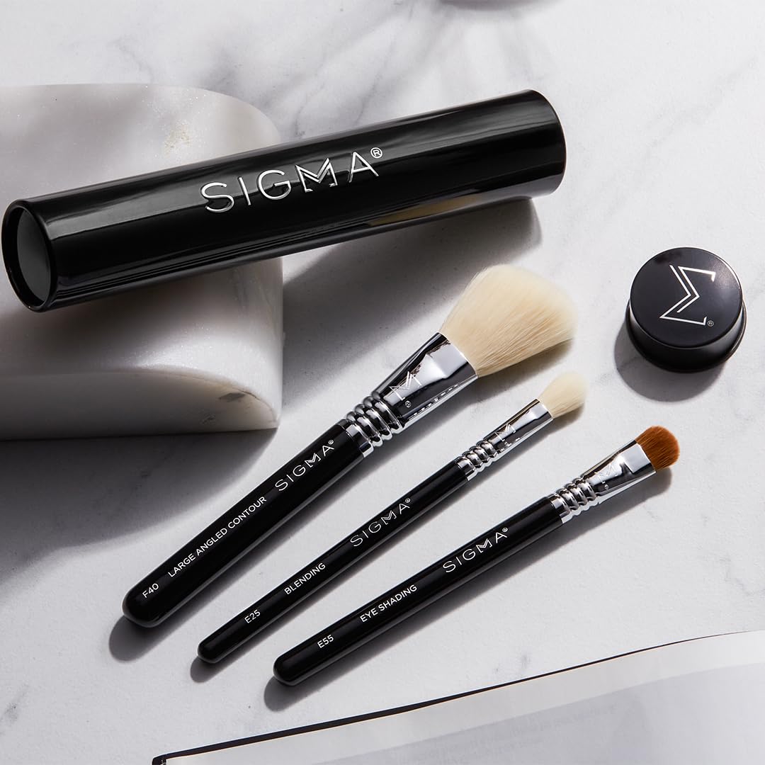 Sigma Beauty Travel Essential Trio eye brush 2 for blending and liner work on the road.