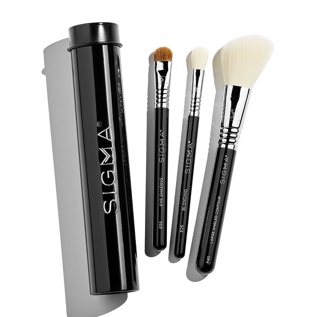 Sigma Beauty Travel Essential Trio face brush for even foundation application on the go.