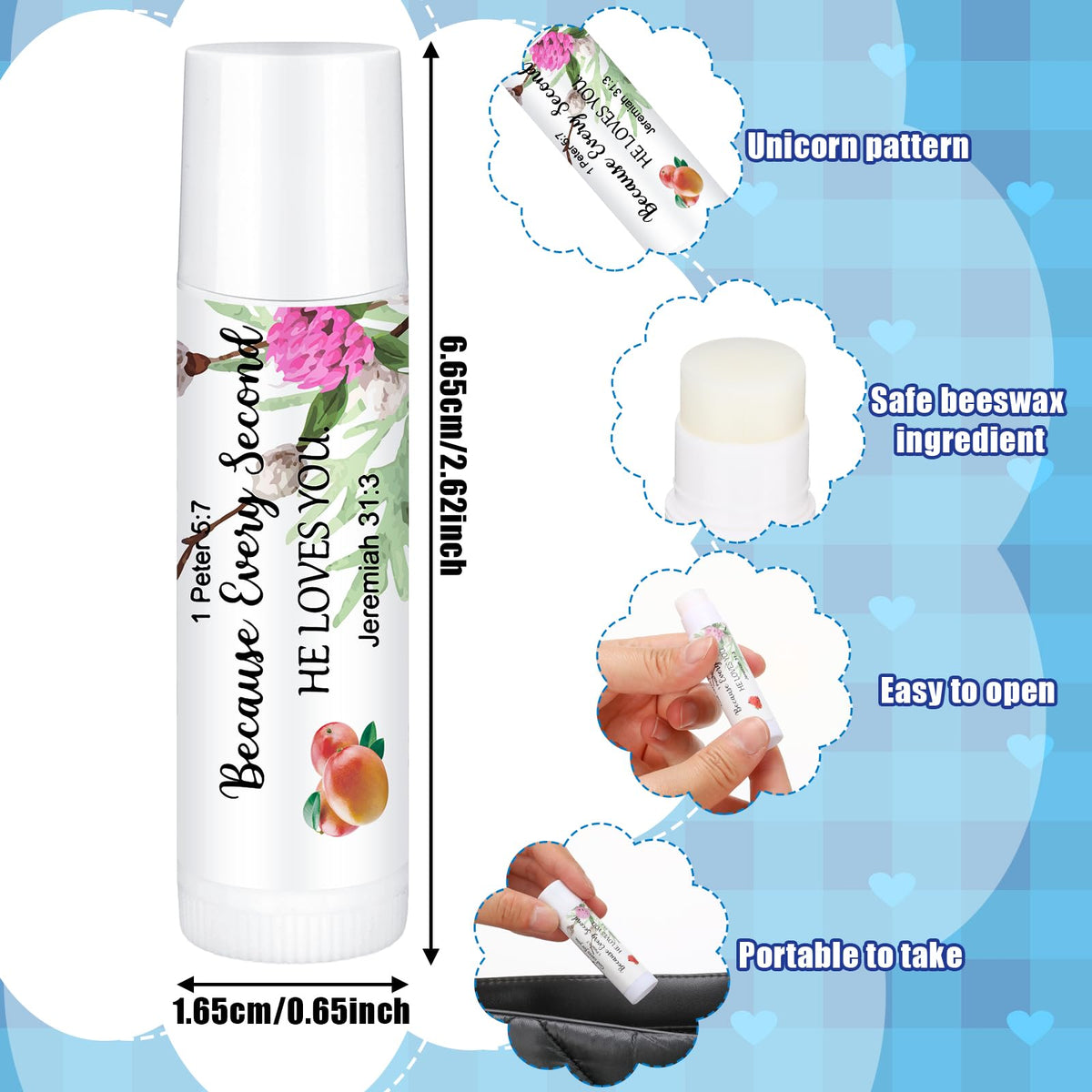 Siifert Bible Verse lip balm Vanilla flavor for subtle fragrance and hydration.
