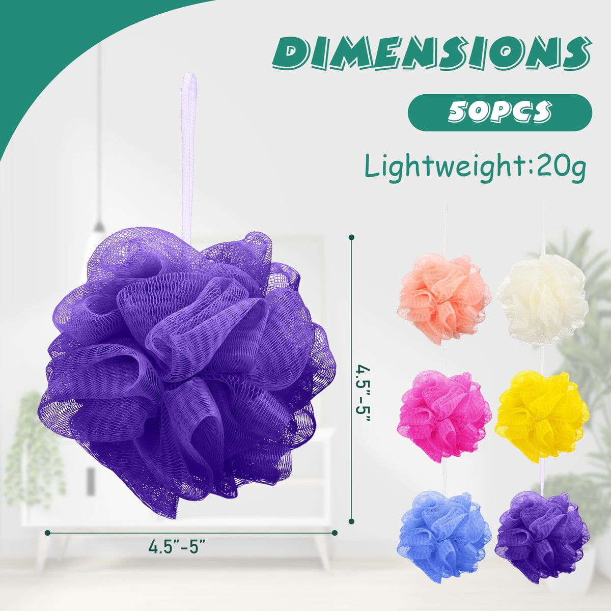 Siifert portable 4-5 inch shower loofah for easy travel cleansing