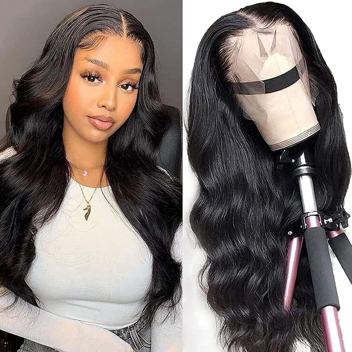 Siji Mei 22-inch body wave lace front wig for natural styling options.
