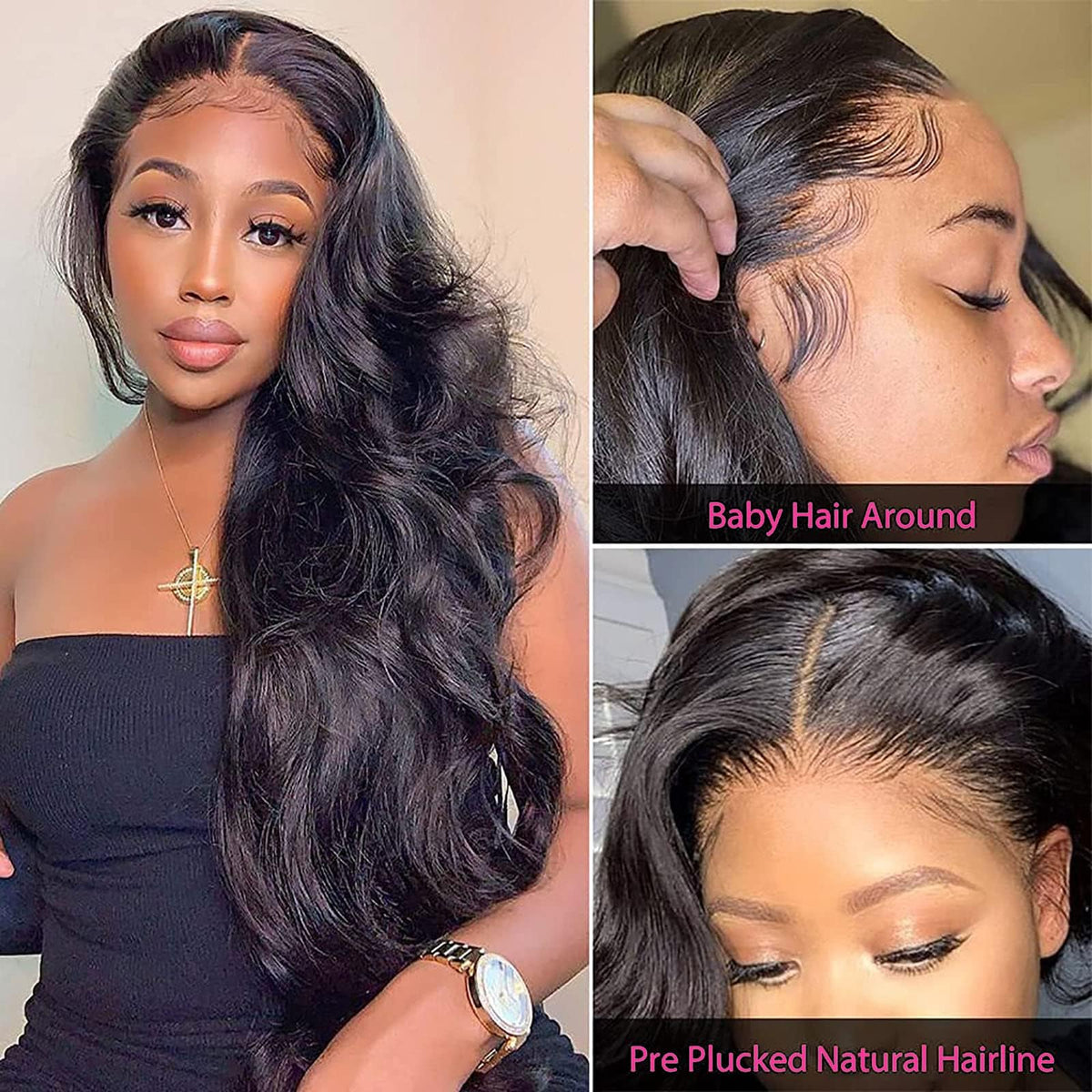 Siji Mei pre-plucked hairline with baby hair for natural edge.
