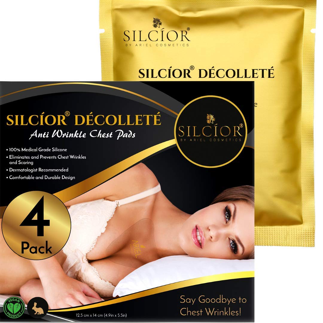 SILCIOR chest wrinkle pads in packaging offer easy at-home wrinkle care.