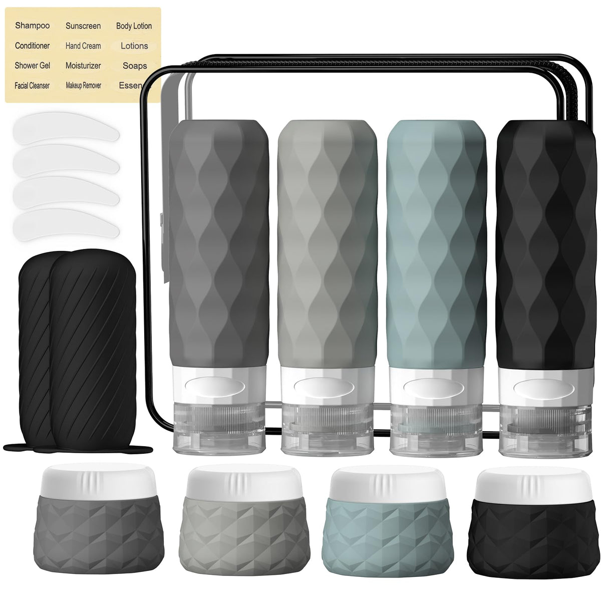 Silevoler 16-pack travel bottles in case for organized packing on trips