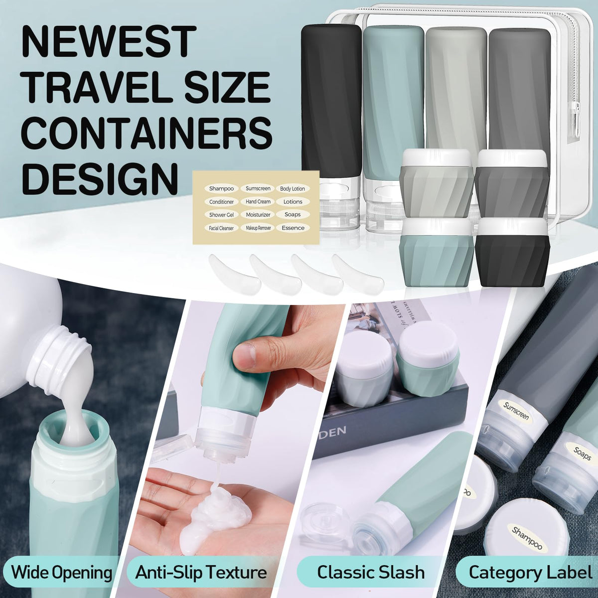 Clear zipper bag enables quick checks and organized packing at the security line.