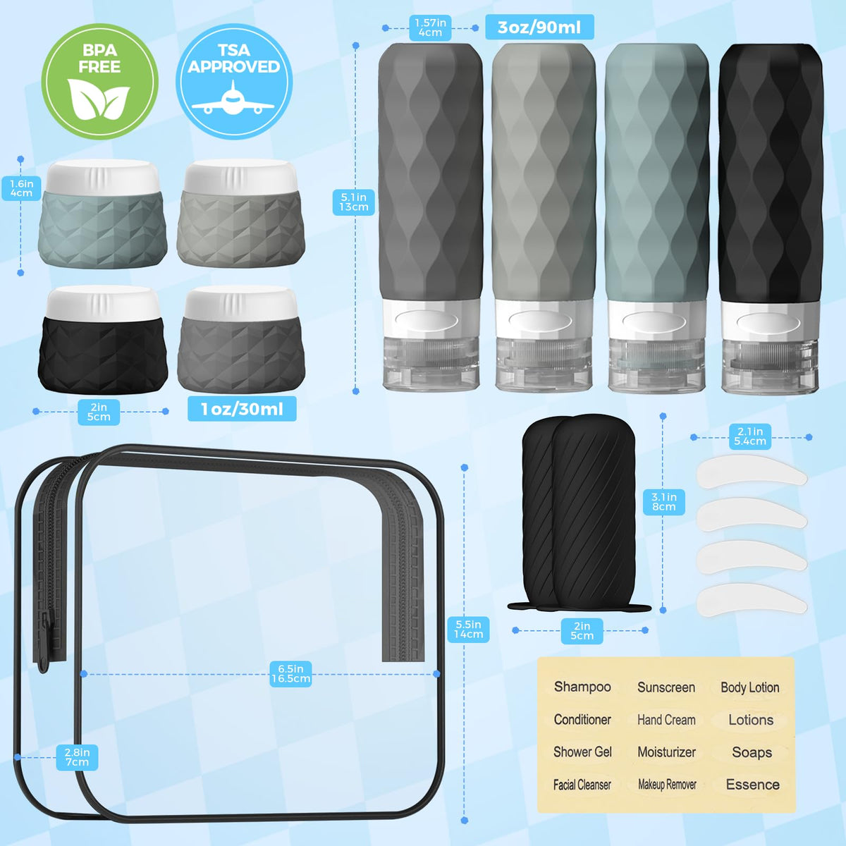 Silevoler silicone travel bottles with leak-resistant design for mess-free packing